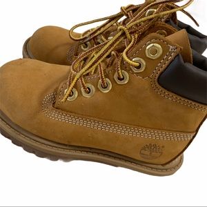 Timberland Leather Tan Boots Kids 8.5 Lace Up
